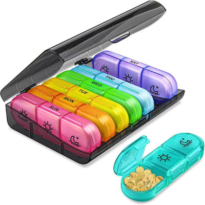 3x7‑dagars pillerbox – BPA‑fri, stora fack