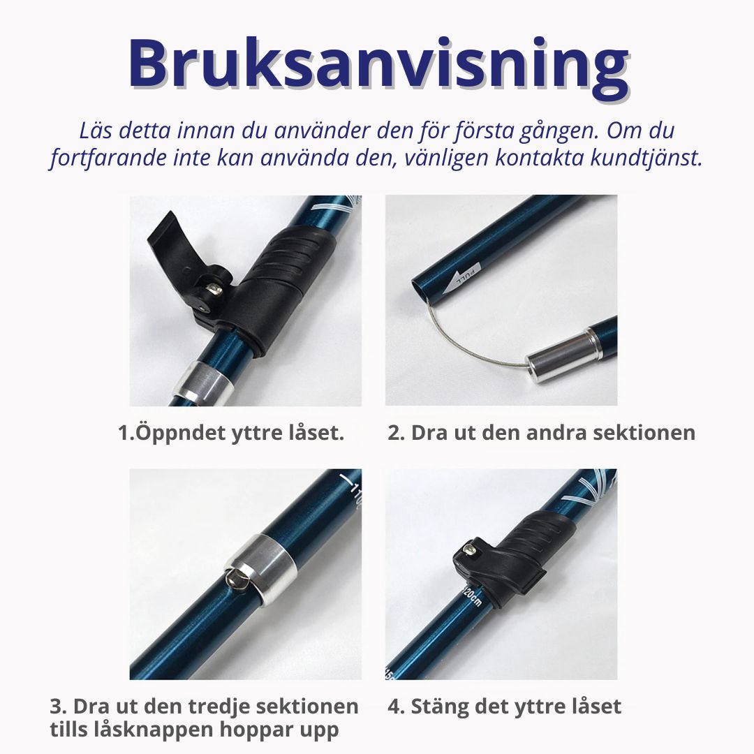 Sammenleggbare gåstaver – Justerbare & lettvekt for tur og mosjon
