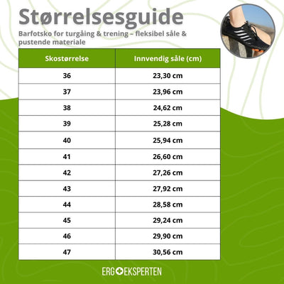 Barfotsko for turgåing & trening – fleksibel såle & pustende materiale