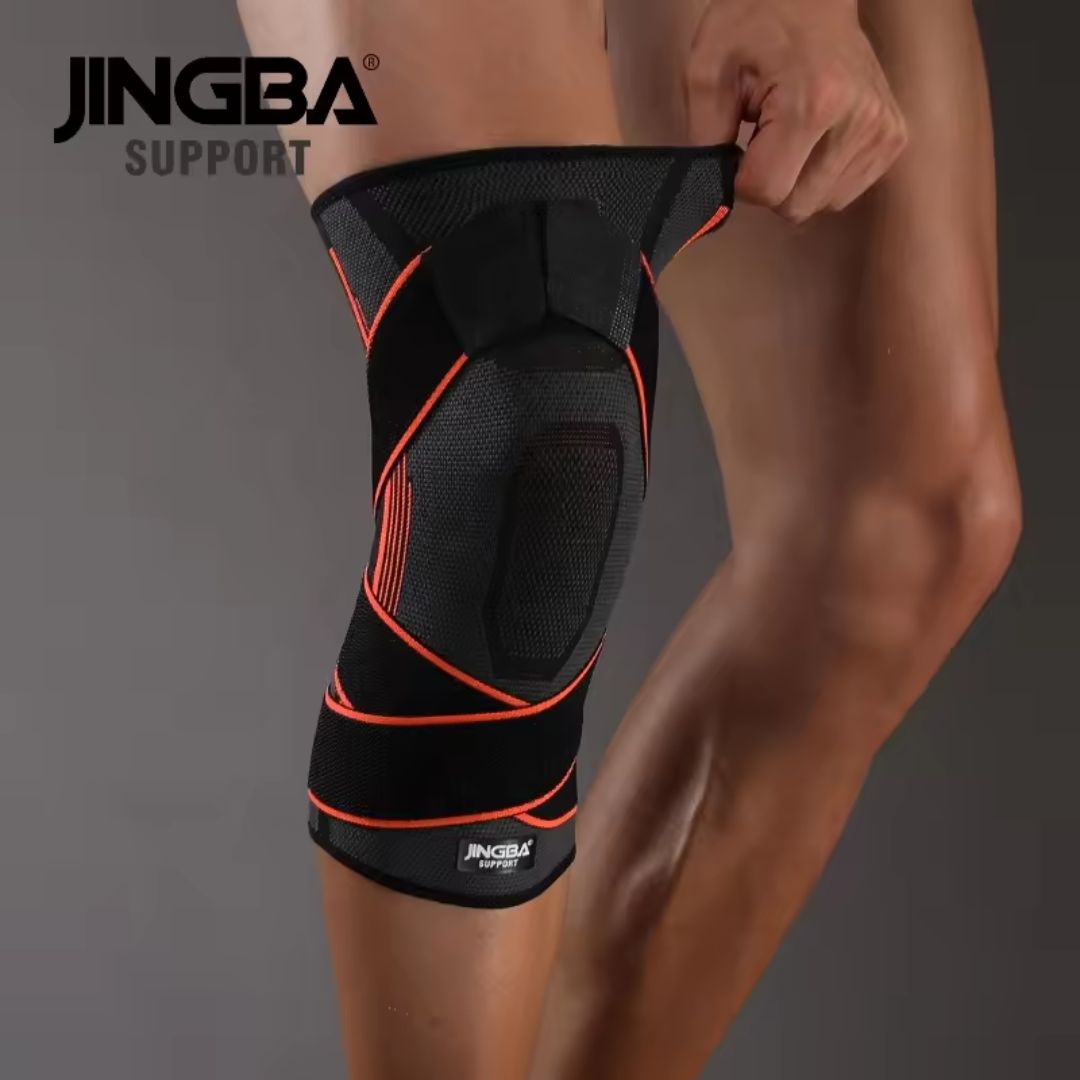 Jingba knestøtte sport med kompresjon (oransje)