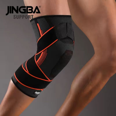Jingba knestøtte sport med kompresjon (oransje)