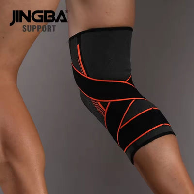 Jingba knestøtte sport med kompresjon (oransje)