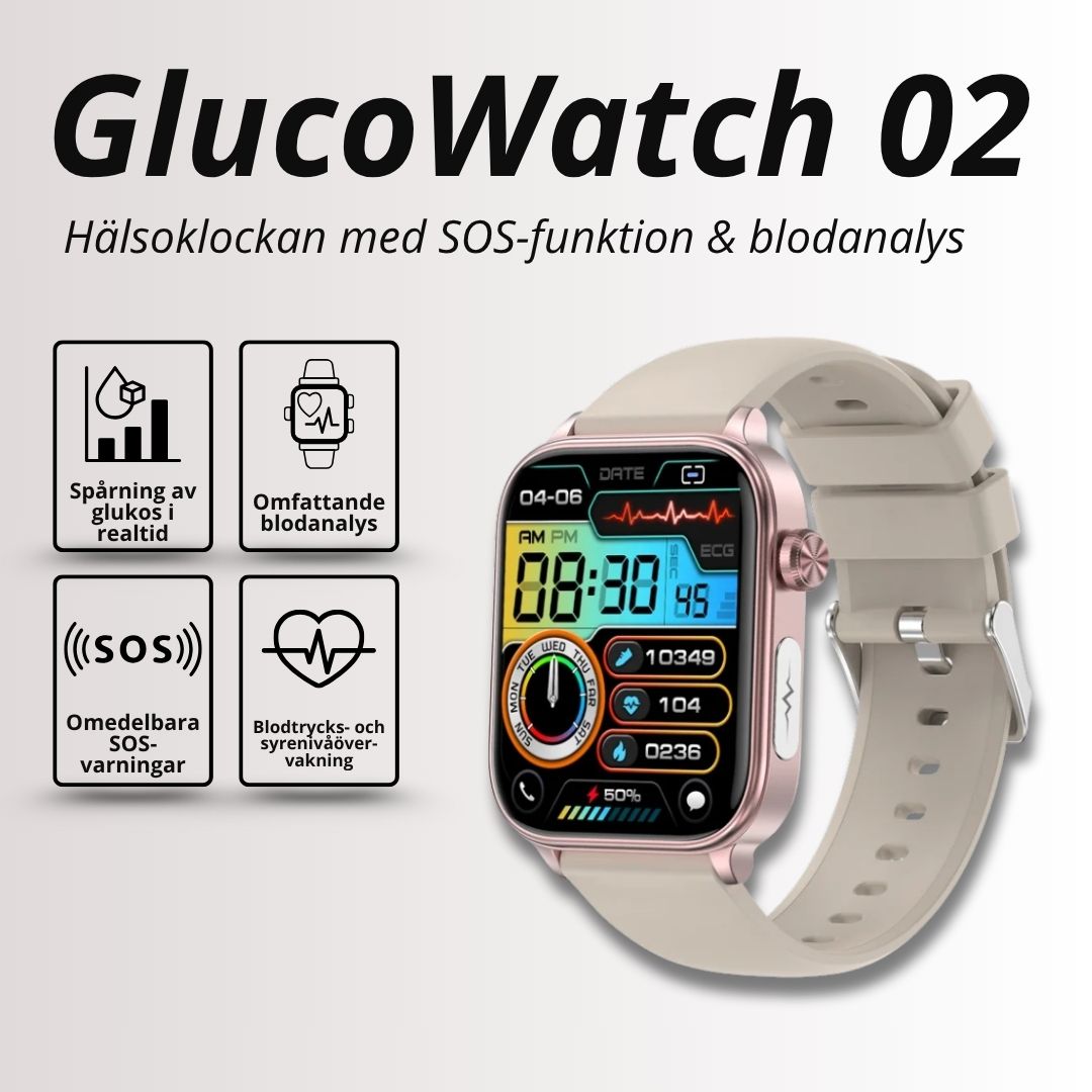 Smartklocka med Blodsockermätning & Fallarm – GlucoWatch 02